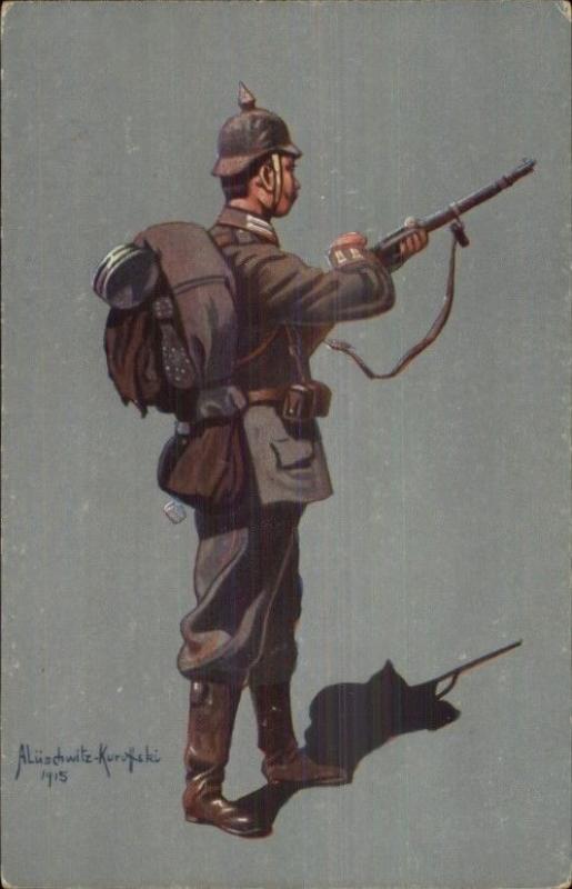 German Military Soldier/Officer in Uniform Aluschwitz Kurettski 1915 WWI PC #2