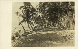 samoa, PAGO PAGO, Roadway with Palm Trees (1910s) RPPC