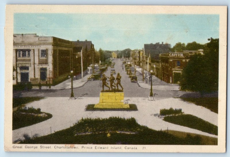 Prince Edward Island Canada Postcard Great George Street Charlottetown 1949
