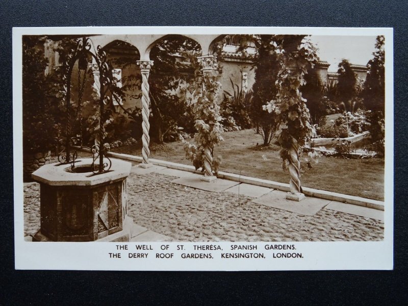 London KENSINGTON The Derry Roof Gardens THE WELL OF ST. THERESA 1950s RP PC