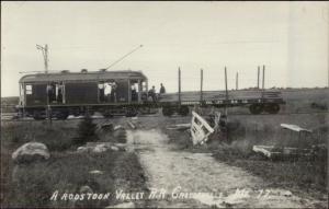 Grouseville ME Trolley RR Car Aroostook Valley RR Real Photo Postcard