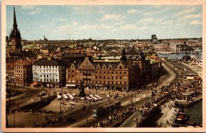 Sweden Stockholm Slussen Och Skeppsbron Vintage Postcard 09.64