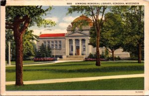 Vintage Wisconsin Postcard - Kenosha - Simmons Memorial Library