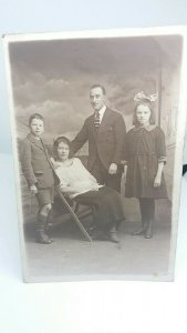 Vintage Genealogy Studio Portrait Photo Postcard Ethel Jim & Children Blackpool