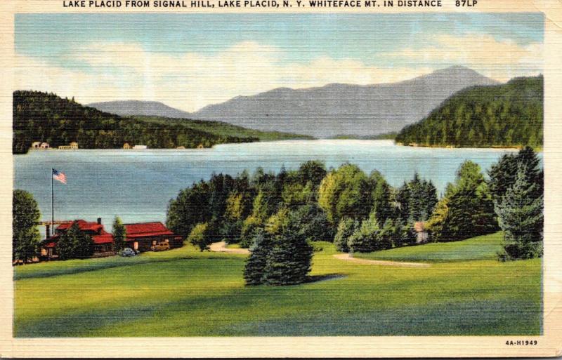 New York Adirondacks Lake Placid From Signal Hill 1946 Curteich