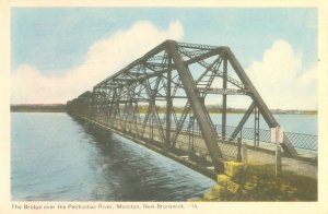 Moncton New Brunswick Canada Bridge Over Petitcodiac River WB Postcard