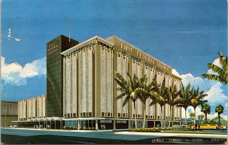 First Federal Savings & Loan Association Ft Lauderdale FL DB Cancel WOB Postcard 