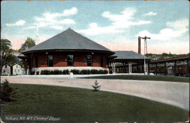 Auburn NY Central RR Train Depot Station c1910 Postcard