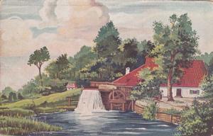 Art Hungarian vintage postcard Water Mill Landscape Landschaft