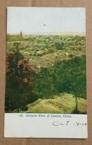 VINTAGE 1910 USED PENNY POSTCARD GENERAL VIEW OC CANTON CHINA