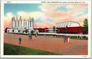 VINTAGE POSTCARD TRAVEL & TRANSPORT BUILDING AT CHICAGO WORLD'S FAIR 1933