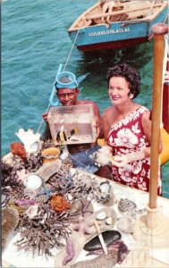 Postcard Fiji Oolooloo Cruise Mrs. Vince Storck hostes off Coral Garden Cruise