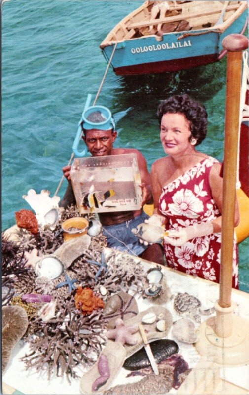 Postcard Fiji Oolooloo Cruise Mrs. Vince Storck hostes off Coral Garden Cruise