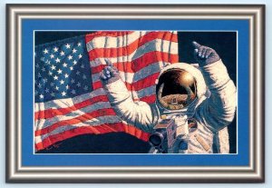 HOUSTON SPACE CENTER, TX ~ Alan Bean Mural ASTRONAUT & FLAG 4x6 Postcard
