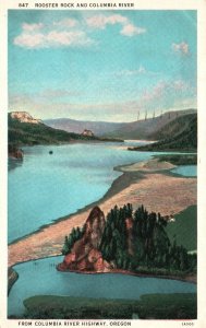 Vintage Postcard 1936 Rooster Rock & Columbia River Highway Oregon Wesley's Pub
