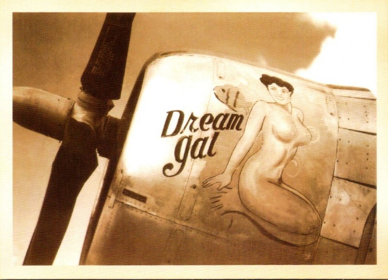 Military World War II Dream Gal Topless Girl Painted On Airplane Motor