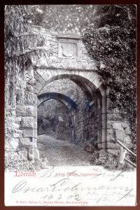 h2122- GERMANY Lorrach Postcard 1902 Castle Entrance