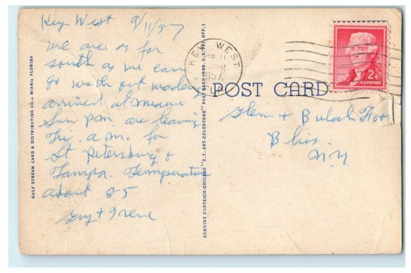 1957 Spanish Harbor Overseas Highway Key West Florida FL Viaduct Postcard 