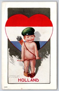 Charles Twelvetrees~National Cupid Series: Holland~Flag Heart~1906 Ullman Mfg PC