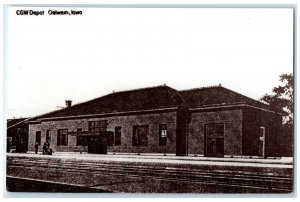 c1960 CGW Depot Oelwein Iowa IA Railroad Train Depot Station RPPC Photo Postcard