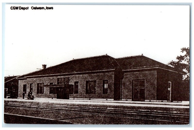 c1960 CGW Depot Oelwein Iowa IA Railroad Train Depot Station RPPC Photo Postcard