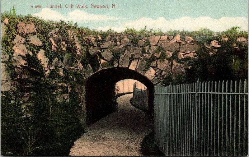 Tunnel Cliff Walk Newport Rhode Island Ri Antique Divided Back Unposted Postcard 