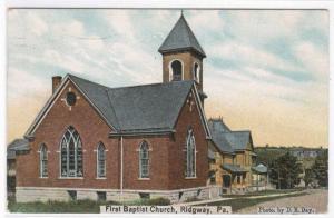 First Baptist Church Ridgway Pennsylvania 1923 postcard