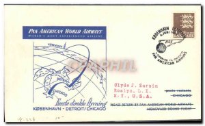 1 Letter flight Denmark Copenhagen Detroit Chicago July 6th, 1954