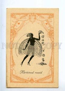 233204 ART NOUVEAU SILHOUETTE Nude Dancer ROSES Tonisson Old