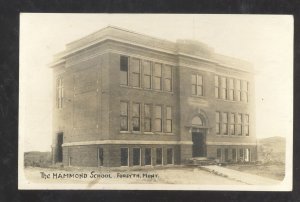 RPPC FORSYTH MONTANA THE HAMMOND SCHOOL BUILDING REAL PHOTO POSTCARD