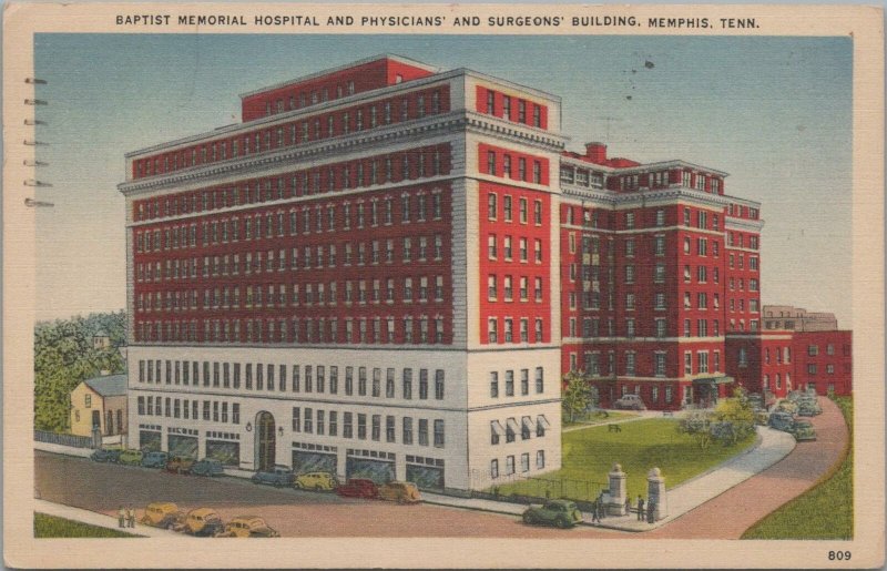 Postcard Baptist Memorial Hospital and Physicians' Surgeons' Bldg Memphis TN