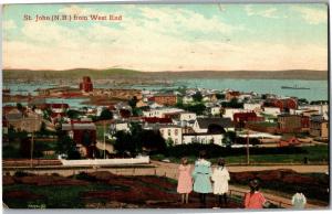 View Overlooking St. John New Brunswick from West End c1910 Vintage Postcard R18