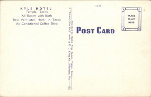 Linen Postcard Kyle Hotel in Temple, Texas