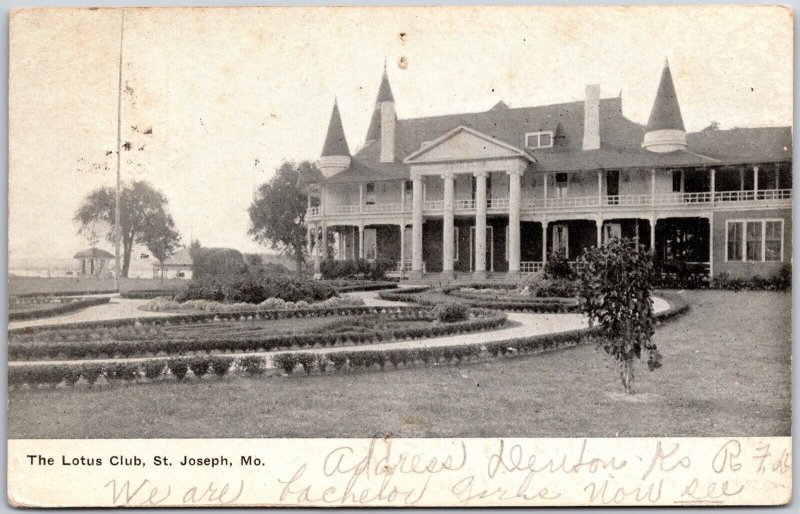 St. Joseph MO-Missouri, 1910 The Lotus Club Building Front Entrance Old Postcard