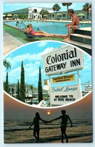 ST. PETERSBURG Beach, FL ~ Roadside COLONIAL GATEWAY INN 1960s-70s Postcard