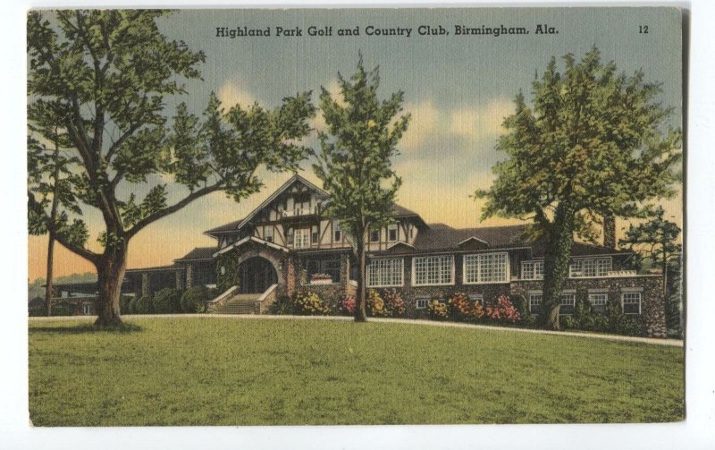 Postcard Highland Park Golf + Country Club Birmingham AL