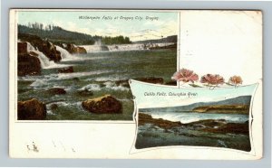 Williamette Falls, Celilo Falls, Columbia, Vintage Oregon City Oregon Postcard
