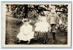 c1910's Cute Little Kids Rocking Chair RPPC Photo Unposted Antique Postcard