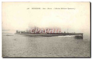 Postcard Old Boat Submarine Messidor