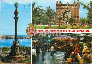 Postcard Modern Barcelona has Mto Colon Arco del Triunfo Ramblas