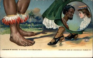 Woonsocket Rubbers Shoes Ad Design No. 9 South Africa c1910  Vintage Postcard