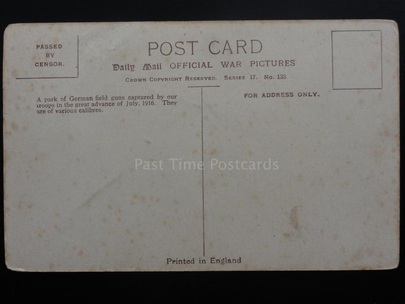Military: Captured German Guns c1916 RP Postcard - Daily Mail Official War Pic