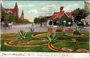 Postcard GARDEN SCENE Chicago Illinois IL AL3856