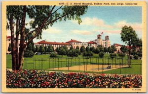 U. S. Naval Hospital Balboa Park San Diego California CA Flower Garden Postcard