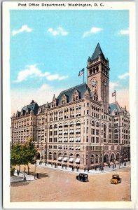 VINTAGE POSTCARD THE POST OFFICE DEPARTMENT BUILDING STEET SCENE WASHINGTON DC