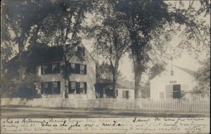 Home & Barn - Watertown Massachusetts Cancel I Think Real Photo Postcard