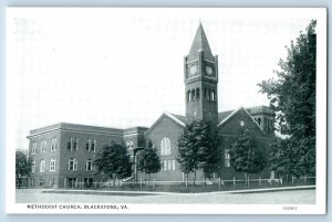Blackstone Virginia Postcard Methodist Church Building Trees Exterior View 1940