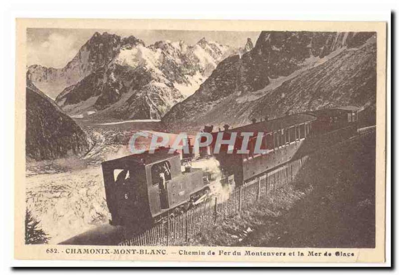 Chamonix Postcard Old Railway Montenvers and sea ice TOP (train)