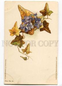 256928 C. KLEIN Violets FLOWERS Bouquet Vintage LITHO postcard