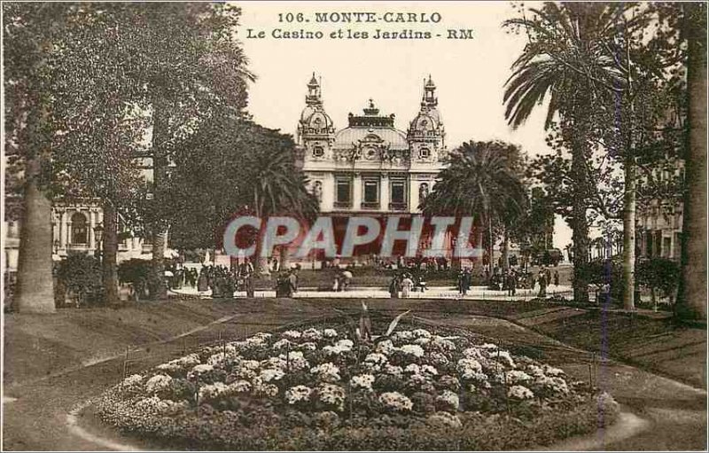 Old Postcard Monte Carlo Casino and Gardens